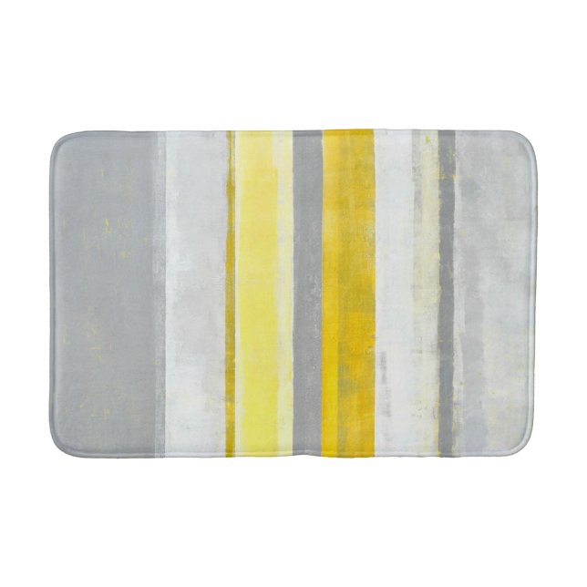 Tapis De Bain Art abstrait gris et jaune de "citron" (Devant)