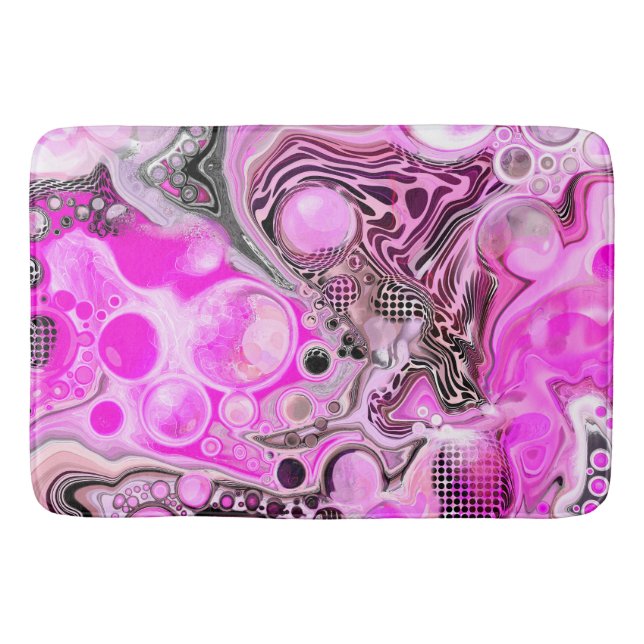 Tapis De Bain Art Abstrait rose et noir (Devant)