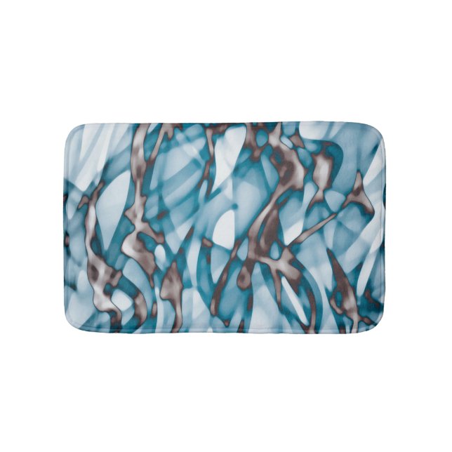 Tapis De Bain Art Abstrait Wavy Blue Gold (Devant)
