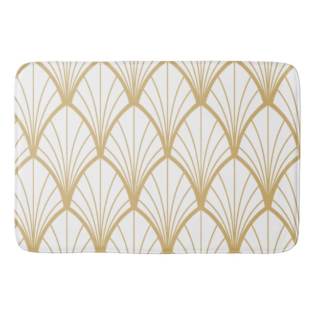 Tapis De Bain art déco, beau, motif ventilateur, or, blanc, vint (Devant)