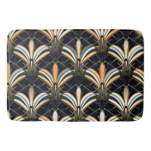 Tapis De Bain Art déco bleu et or
