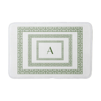 Tapis De Bain Art Deco Forest Green Border on white Bath Mat