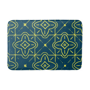 Tapis De Bain Art Déco Gold sur la Marine Blue Design Bain Mat