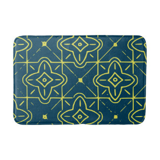 Tapis De Bain Art Déco Gold sur la Marine Blue Design Bain Mat