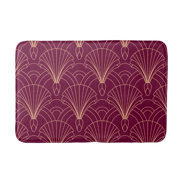 Tapis De Bain Art Deco pattern with gold geometric fan motifs  (Devant)