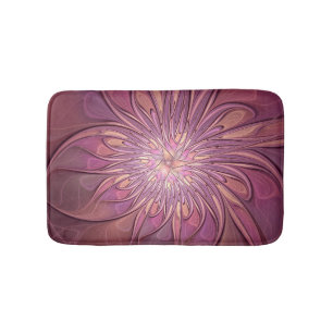 Tapis De Bain Art floral fractal moderne abstrait couleurs de ba