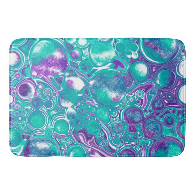 Tapis De Bain Art fluide en marbre turquoise et violet (Devant)
