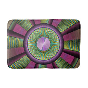 Tapis De Bain Art Fractal Moderne Rond Et Coloré