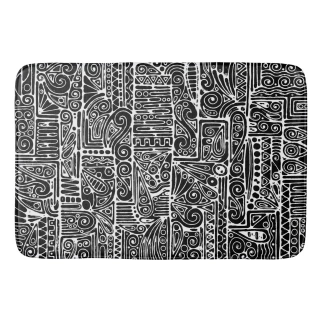 Tapis De Bain Art Géométrique Noir Et Blanc 2 (Devant)