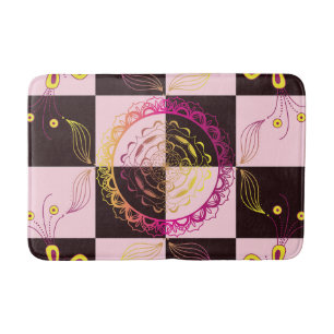 Tapis De Bain Art graphique noir et rose, tableau de bord mystiq