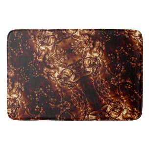 Tapis De Bain Art gravant en refief floral Brown en bronze