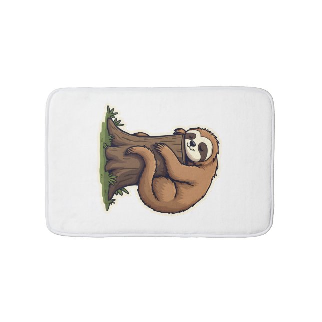 Tapis De Bain Art mignon d'animal de forêt de paresseux endormi  (Devant)