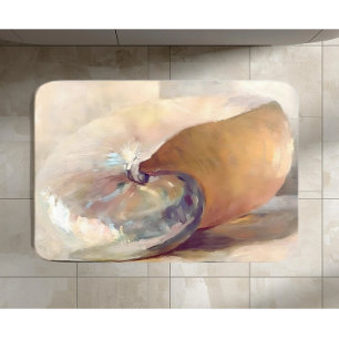 Tapis De Bain Art minimaliste du coquillage vintage, Côtier neut