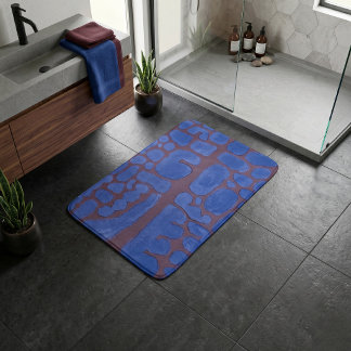 Tapis De Bain Art Moderne Abstrait Bleu de Nuit