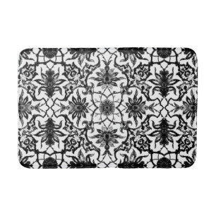Tapis De Bain Art Nouveau Chinese Pattern, Black and White