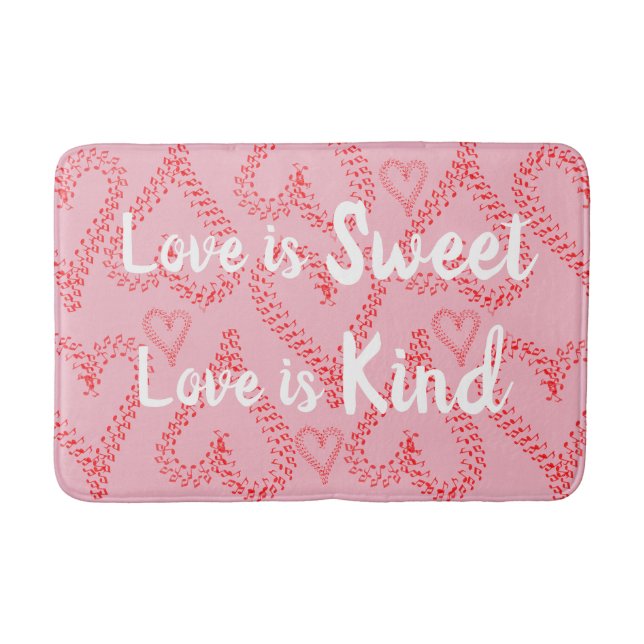 Tapis de bain assez rouge-rose de coeurs (Devant)