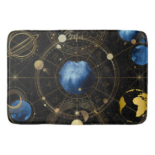 Tapis De Bain Astrologie céleste en velours noir