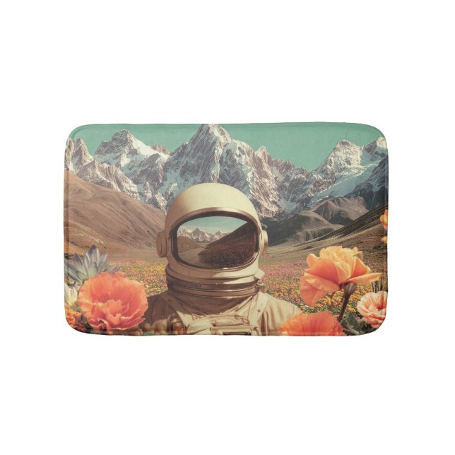 Tapis De Bain Astronaute surréaliste dans un champ de fleurs (Devant)