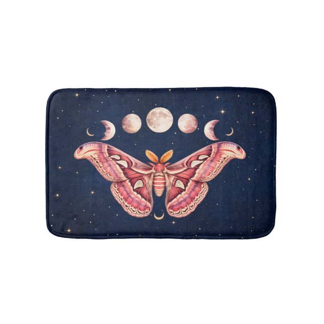 Tapis De Bain Atlas Moth Night Sky Cosmos Moon Phase | Boho Art (Devant)