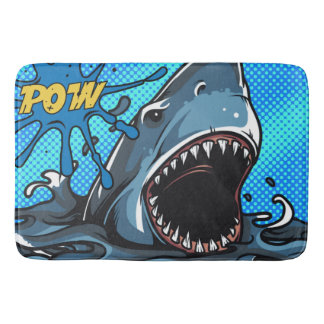 Tapis De Bain Attaque de requin POW Superhero Comic Water Splat