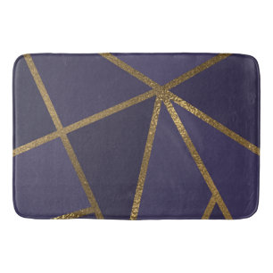 Tapis De Bain Aubergine Géométrique Bronze Or Doré Glamour Chic