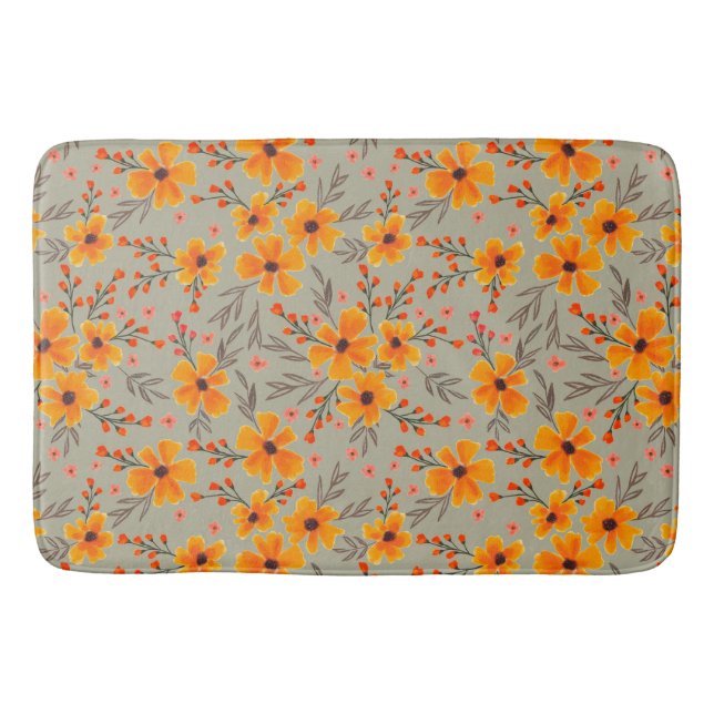 Tapis De Bain Automne Automne Floral Motif Sage Vert (Devant)