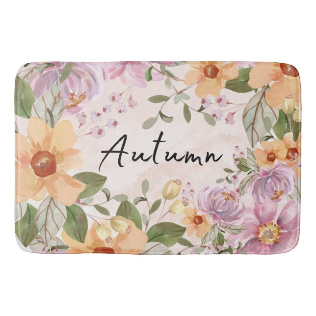 Tapis De Bain Automne jolie aquarelle Belle florale (Devant)