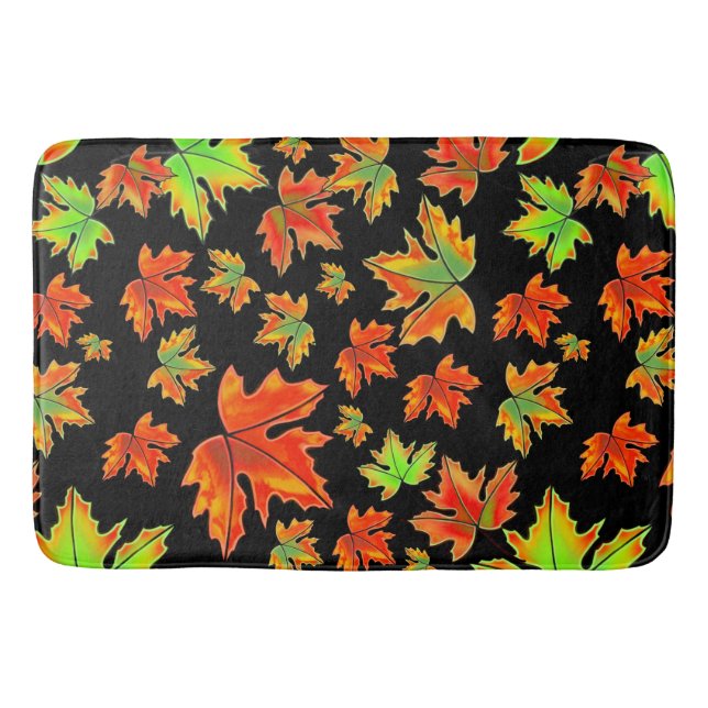 Tapis De Bain Automne rouge orange feuille érable feuille (Devant)