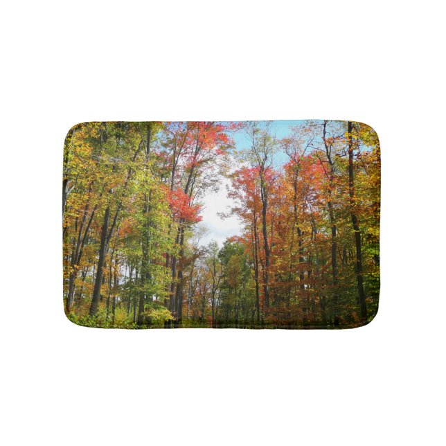 Tapis De Bain Automnes Arbres et Ciel bleu Automne Photographie  (Devant)