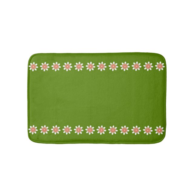 Tapis De Bain Avocado Green Minimal Flower Border Retro (Devant)