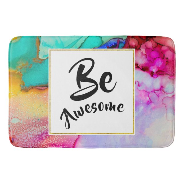 Tapis De Bain Awesome rose et turquoise Aquarelle Abstraite (Devant)