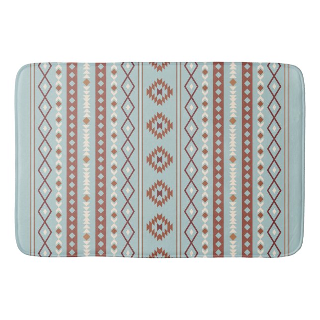 Tapis De Bain Aztec Mixte Motif V Motif Rusts Crème Bleu (Devant)