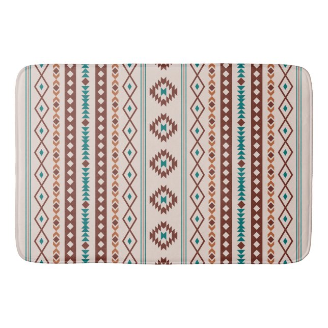 Tapis De Bain Aztec Rusts Crème Turquoise Motifs mélangés Motif (Devant)