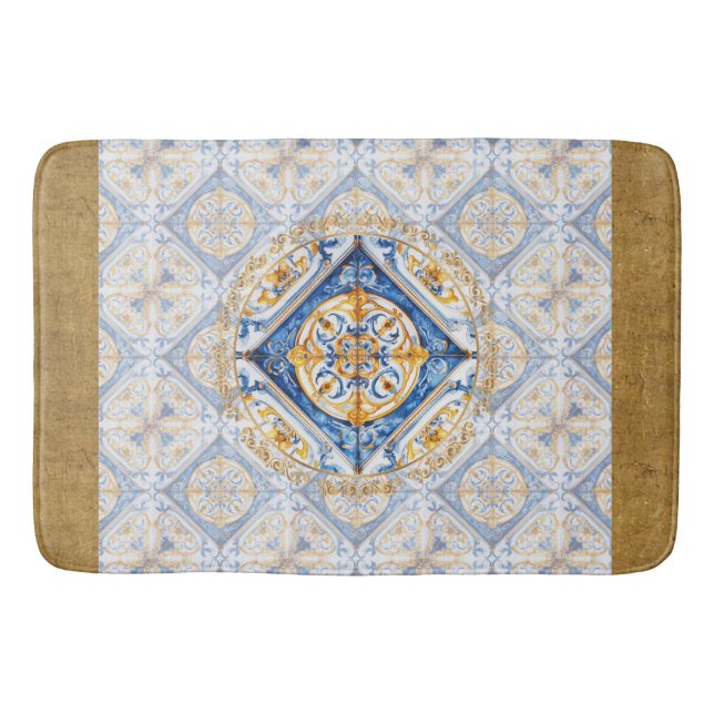 Tapis De Bain Azulejo Talavera Carrelage florentin Look Bain Mat (Devant)