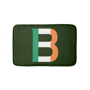 Tapis De Bain B Monogramme superposé sur le drapeau irlandais bm