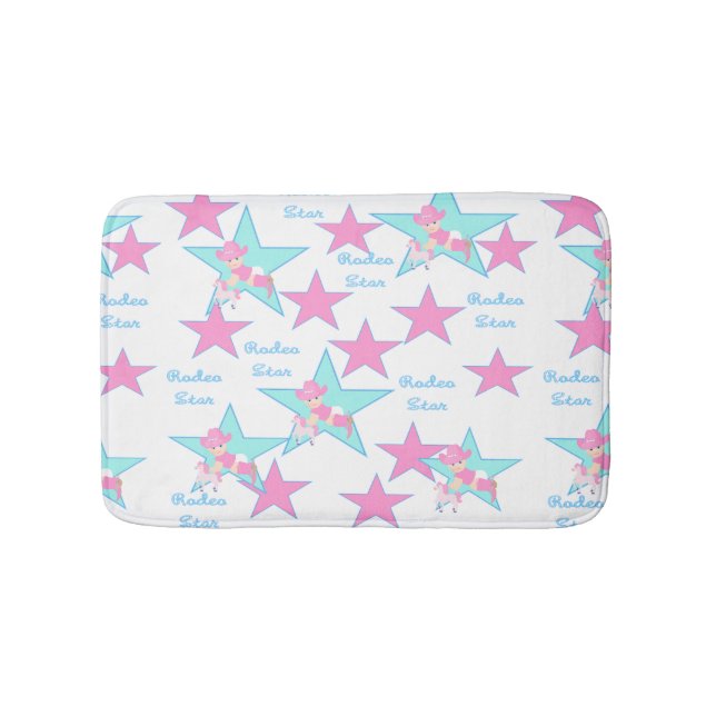 Tapis De Bain Baby Cowgirl Casquette Rose et Cheval de Jouet Rod (Devant)