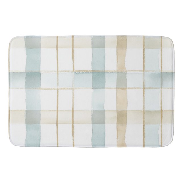 Tapis De Bain Baby Shower carreaux bleu crème blanc (Devant)