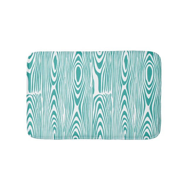 Tapis De Bain Bagues En Bois Turquoise Et Blanc (Devant)
