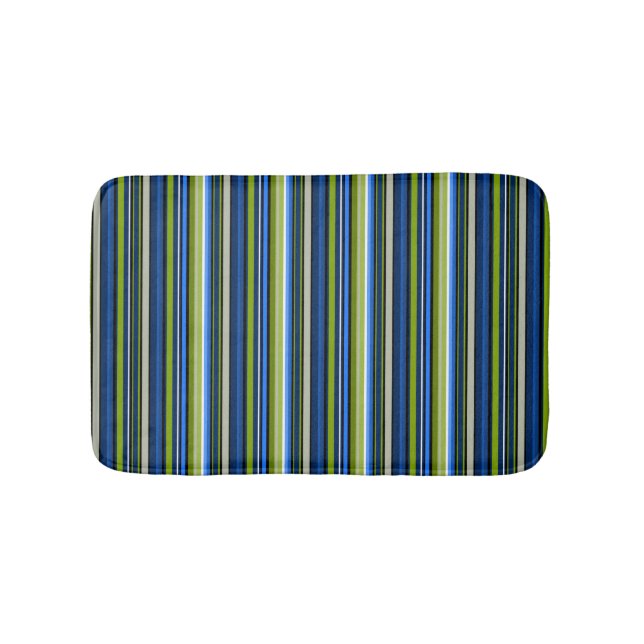 Tapis De Bain Baignoire à rayures bleu et vert (Devant)