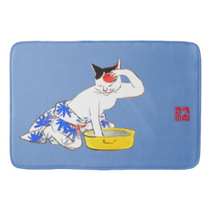 Tapis De Bain Bain de chat japonais humoristique I