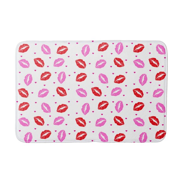 Tapis De Bain Baise lèvres rose rouge et coeur Mat de bain (Devant)