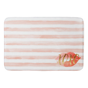 Tapis De Bain Baiser d'aquarelle Blush Pink Gold XOXO