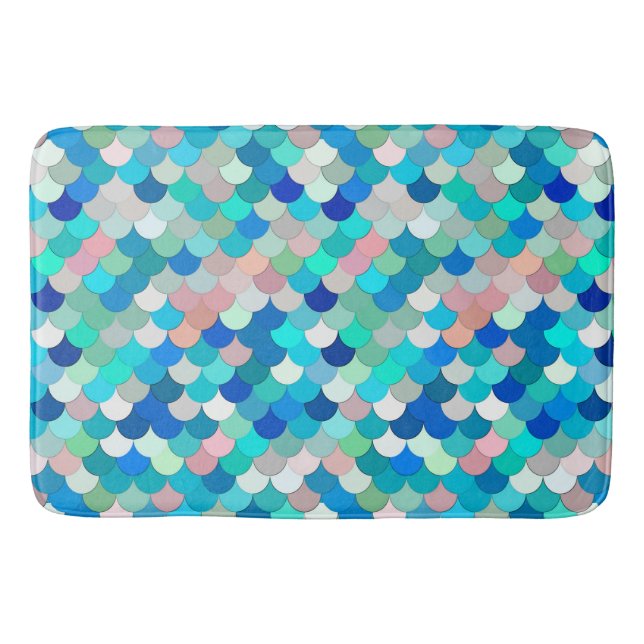 Tapis De Bain Balances de sirène, Aqua, Shell Pink et Cobalt (Devant)