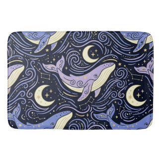 Tapis De Bain Baleine céleste avec Lune et Étoiles mystiques