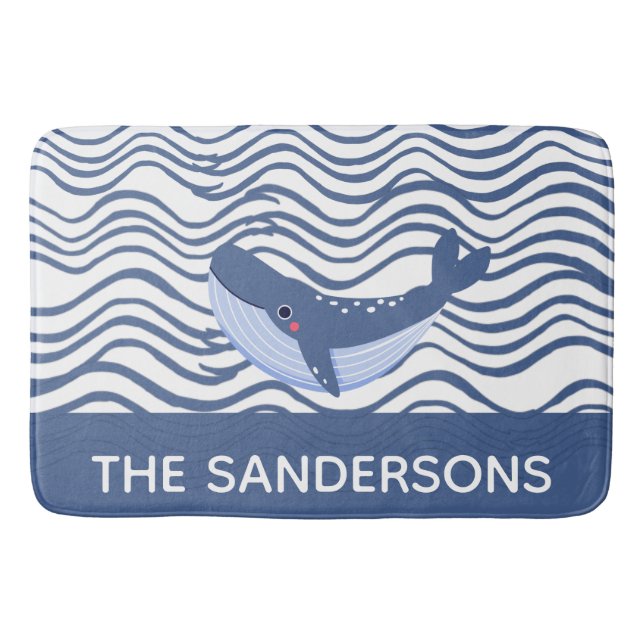 Tapis De Bain Baleine nautique Gris Bleu tapis cuisine ou Mat de (Devant)