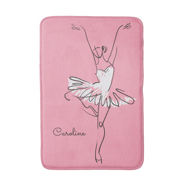 Tapis De Bain Ballerina nom personnalisé et nattes de bain coule (Devant (Vertical))