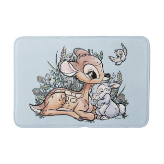 Tapis De Bain Bambi & Thumper Assis Dans Les Fleurs