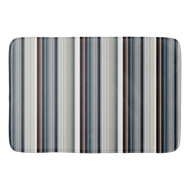 Tapis De Bain Bandes blanches gris mignonnes (Devant)