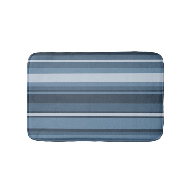 Tapis De Bain Bandes bleu gris (Devant)
