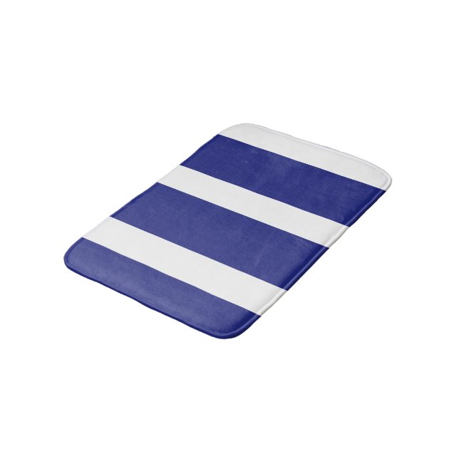 Tapis De Bain Bandes bleues et blanches de la marine (Angle)